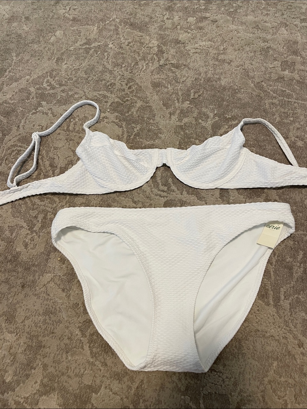 Aerie White Textured Underwire Bikini Set - Size M
